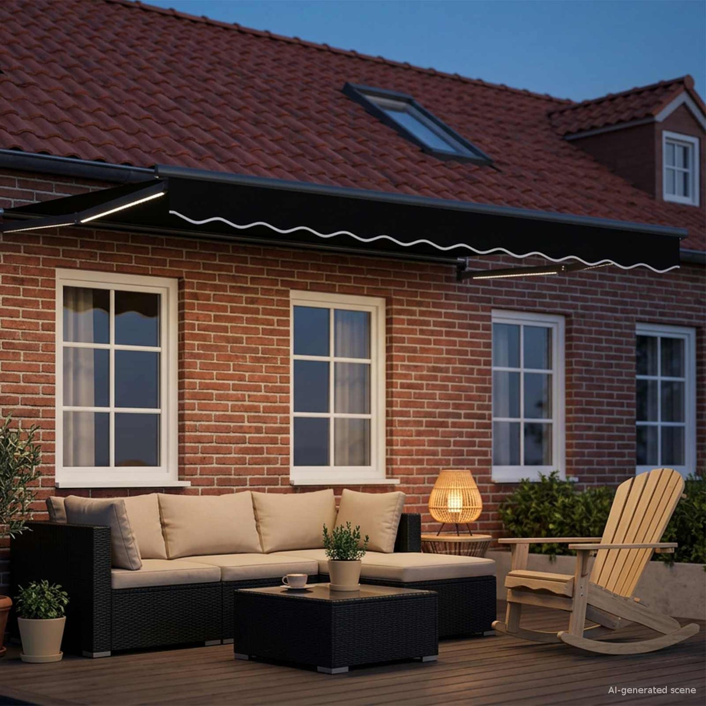 Manual Retractable Awning with LEDs 3.5 x 2.5 m