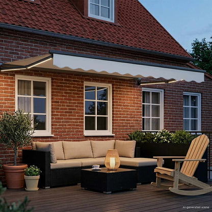 Manual Retractable Awning with LEDs 3.5 x 2.5 m