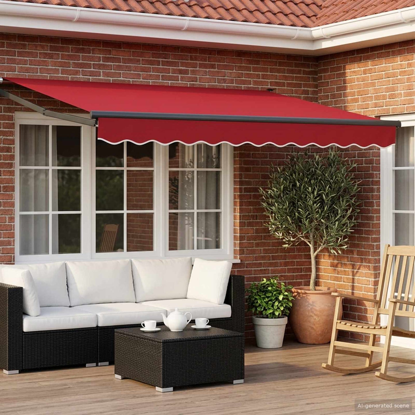 Manual Retractable Awning with LEDs 3.5 x 2.5 m
