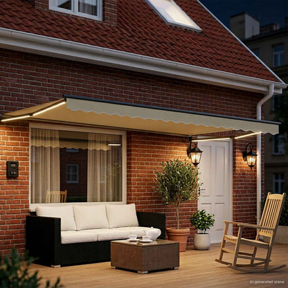 Manual Retractable Awning with LEDs 4 x 3 m