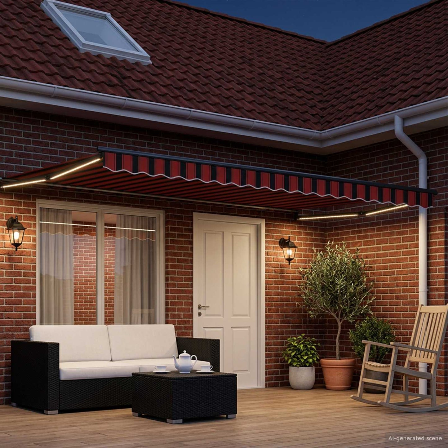 Manual Retractable Awning with LEDs 4 x 3 m
