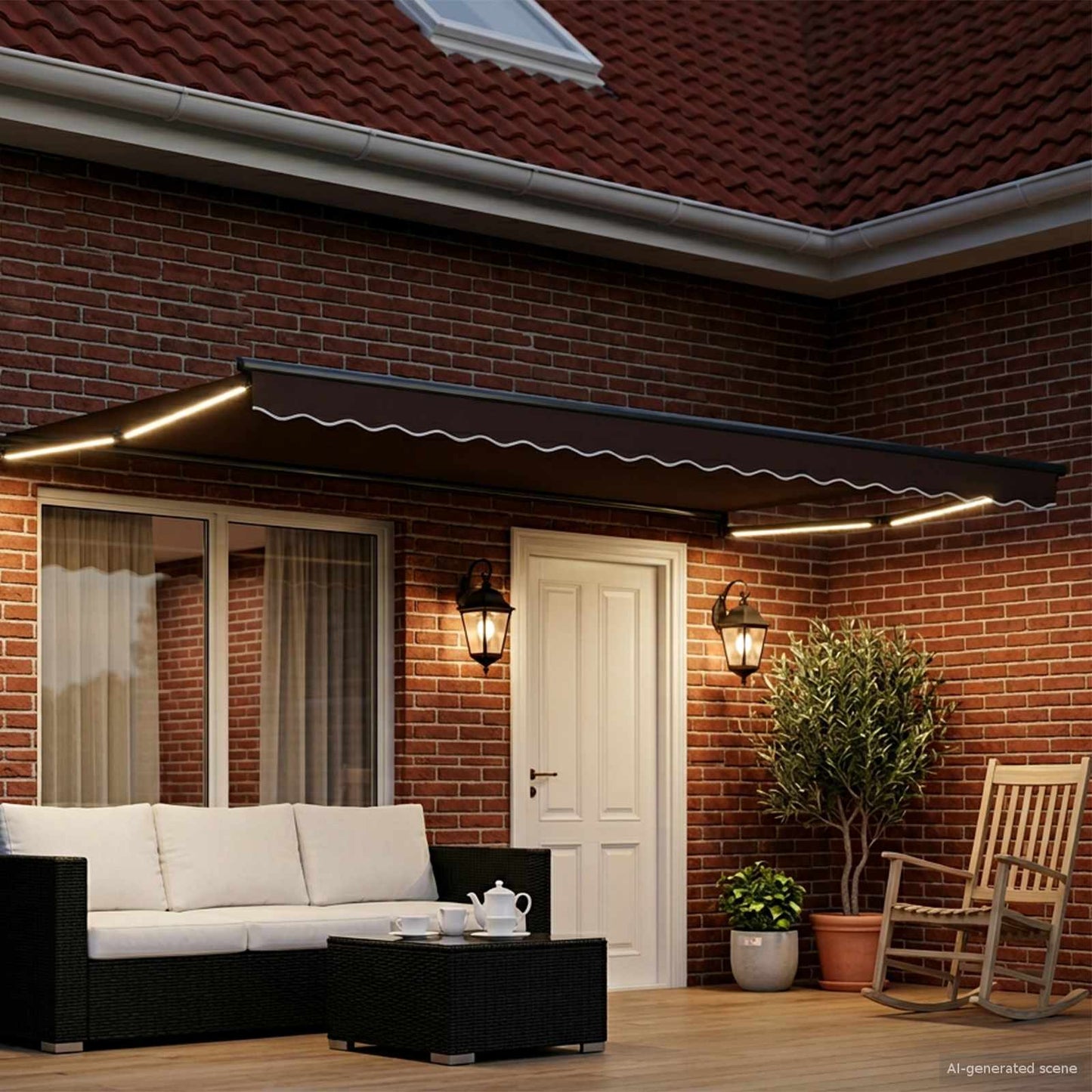Manual Retractable Awning with LEDs 4 x 3 m