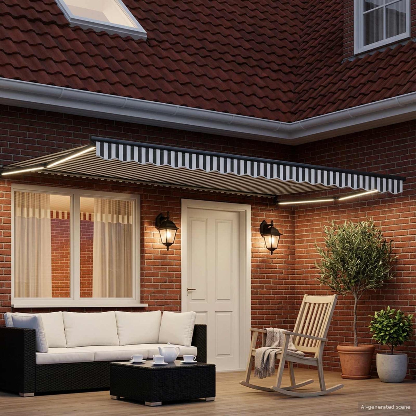 Manual Retractable Awning with LEDs 4 x 3 m