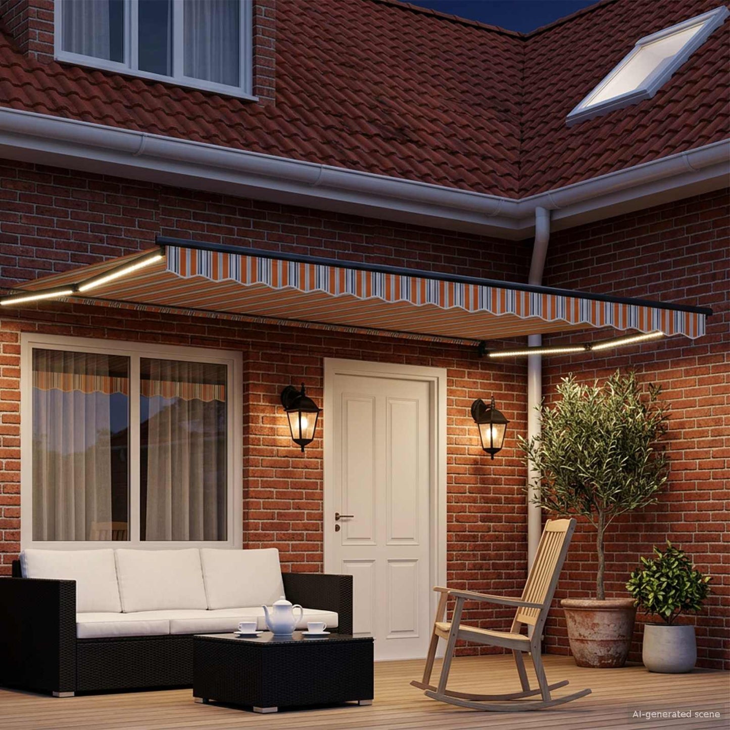 Manual Retractable Awning with LEDs 4 x 3 m