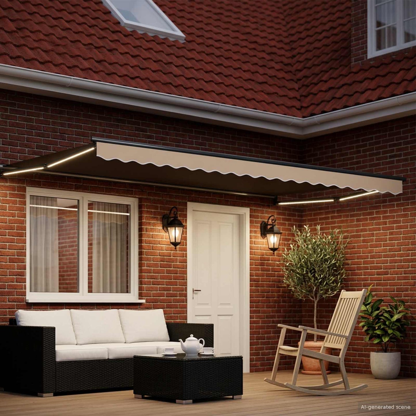 Manual Retractable Awning with LEDs 4 x 3 m