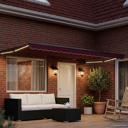 Manual Retractable Awning with LEDs Red and Anthracite 4 x 3 m