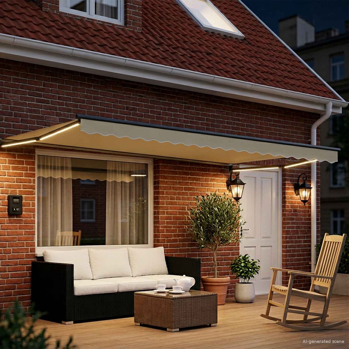 Manual Retractable Awning with LEDs 4.5 x 3 m
