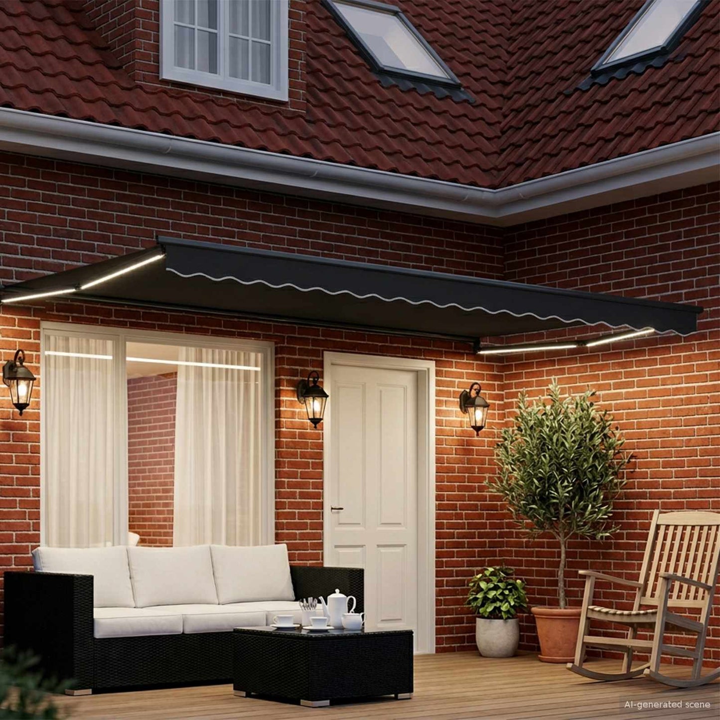 Manual Retractable Awning with LEDs Anthracite 4.5 x 3 m