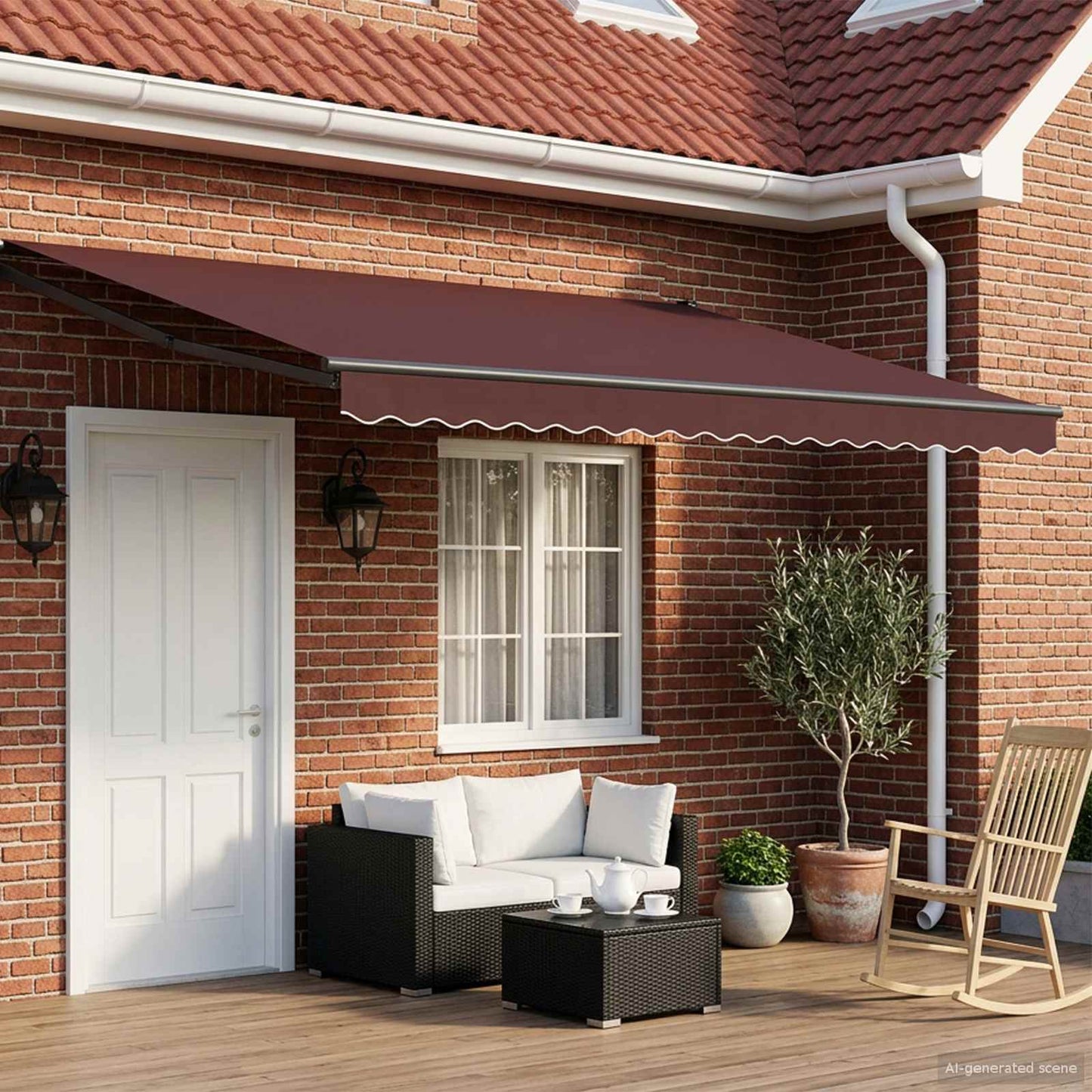 Manual Retractable Awning with LEDs 4.5 x 3 m