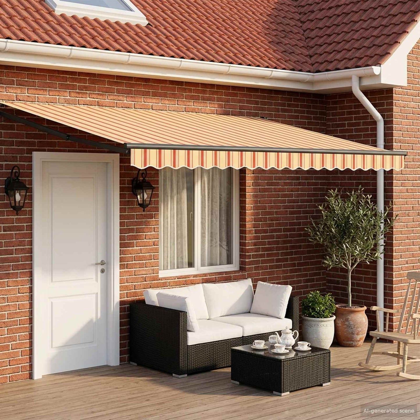 Manual Retractable Awning with LEDs Multicolour 4.5 x 3 m