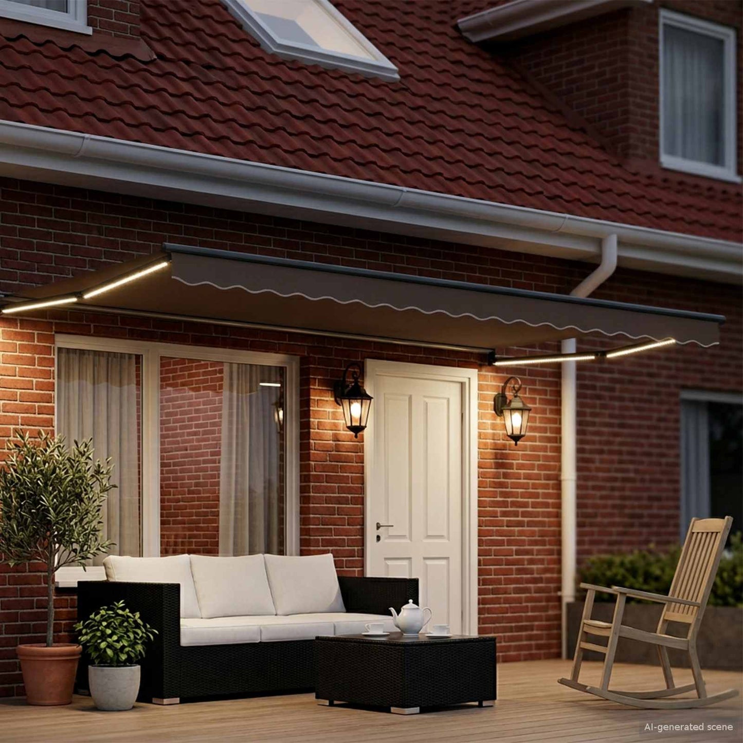 Manual Retractable Awning with LEDs 4.5 x 3 m