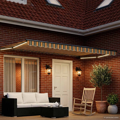 Manual Retractable Awning with LEDs 4.5 x 3 m