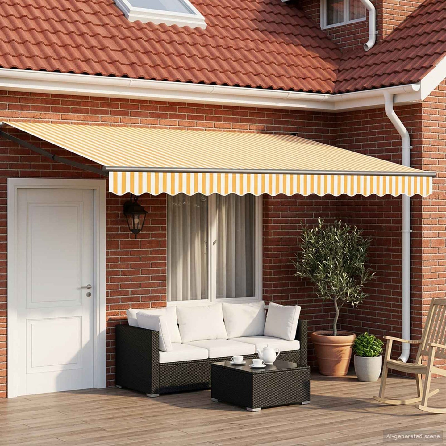 Manual Retractable Awning with LEDs 5 x 3 m