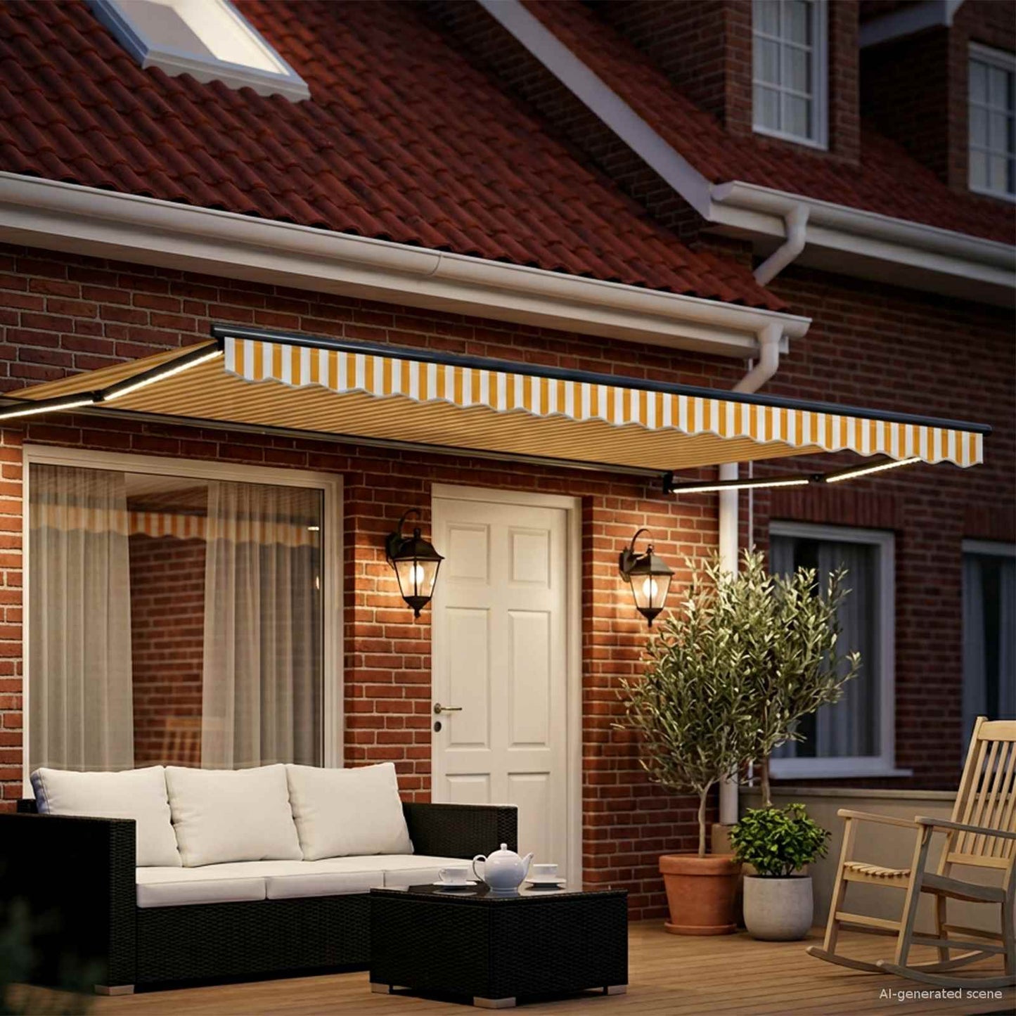 Manual Retractable Awning with LEDs 5 x 3 m