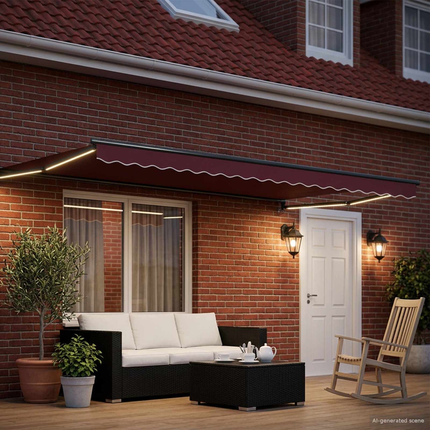 Manual Retractable Awning with LEDs 5 x 3 m