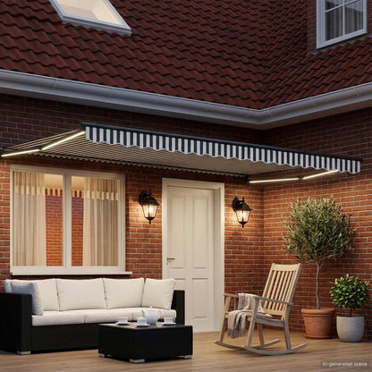 Manual Retractable Awning with LEDs 5 x 3 m