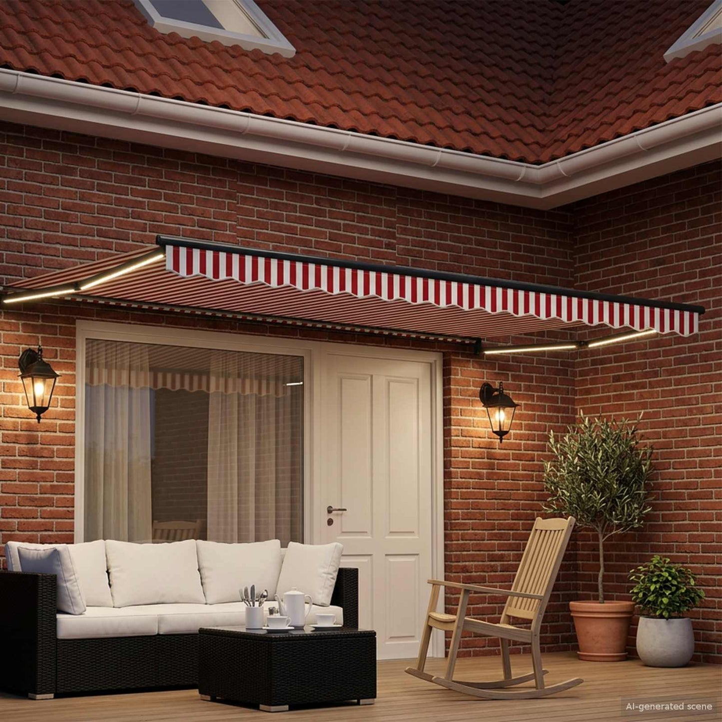 Manual Retractable Awning with LEDs 5 x 3 m