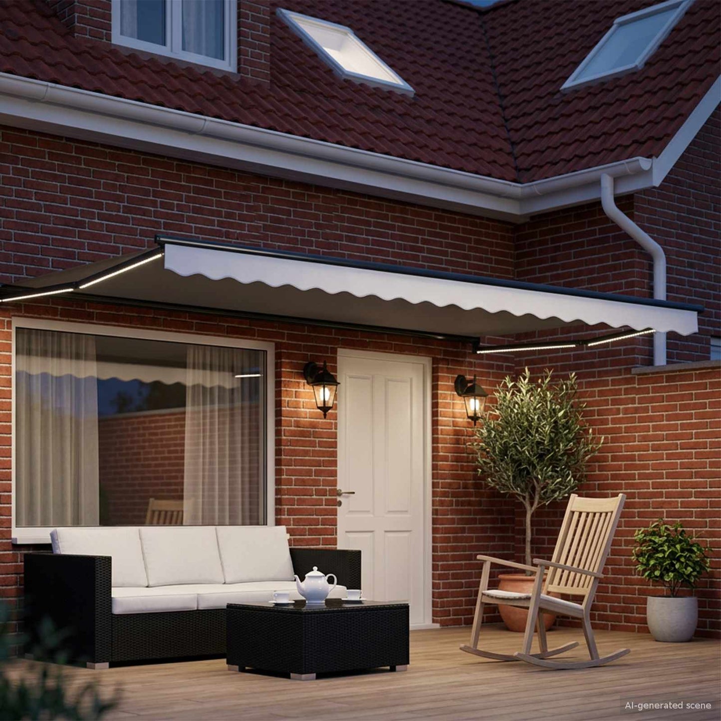 Manual Retractable Awning with LEDs 5 x 3 m