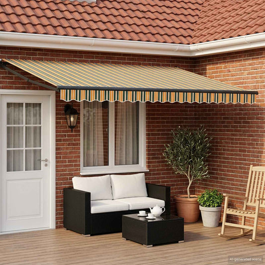 Manual Retractable Awning with LEDs 5 x 3 m