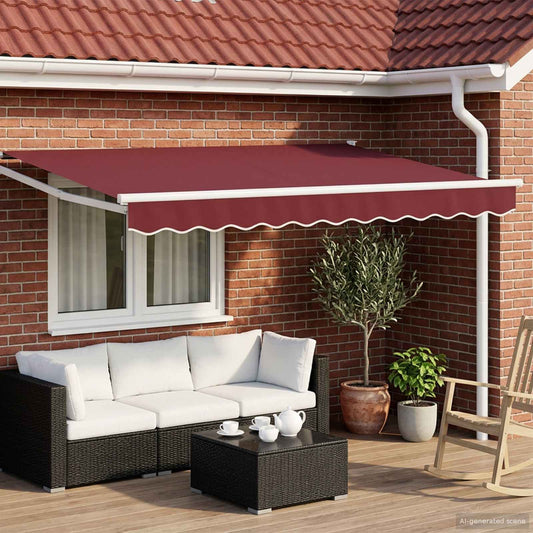 Electric Retractable Awning Burgundy and White 2.5 x 2 m
