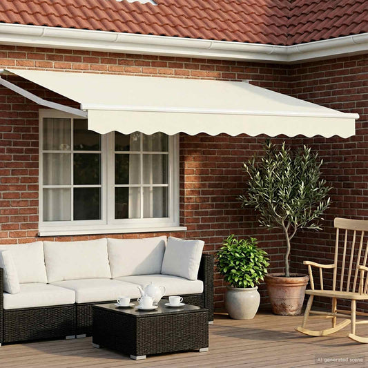 Electric Retractable Awning Cream and White 3.5 x 2 m