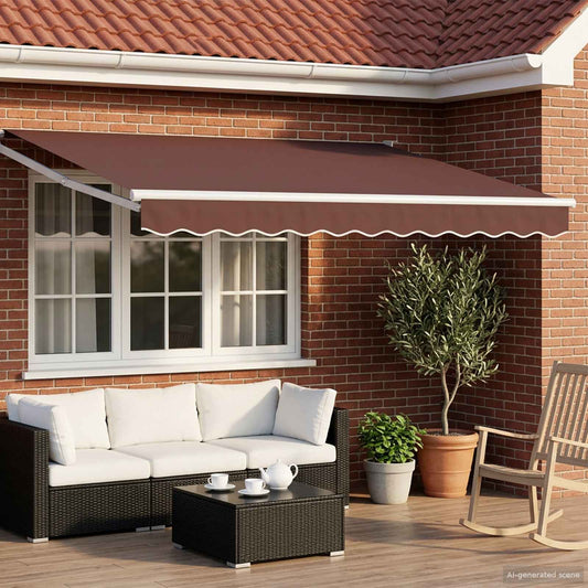 Electric Retractable Awning Brown and White 3.5 x 2 m