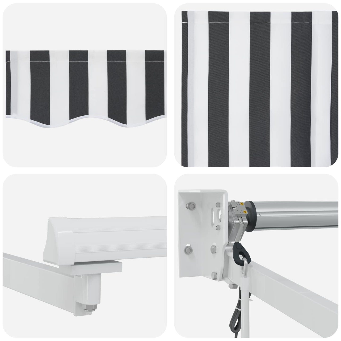 Electric Retractable Awning Anthracite and White 3.5 x 2 m