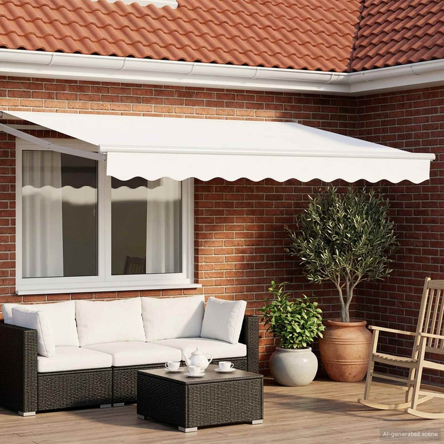 Electric Retractable Awning White 3.5 x 2 m