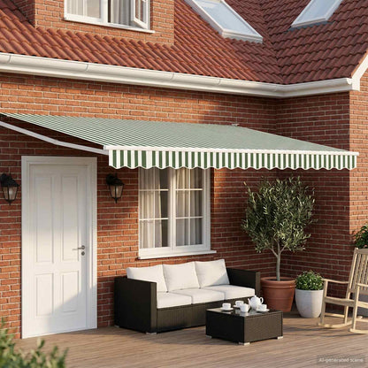 Electric Retractable Awning Green and White 4 x 2 m