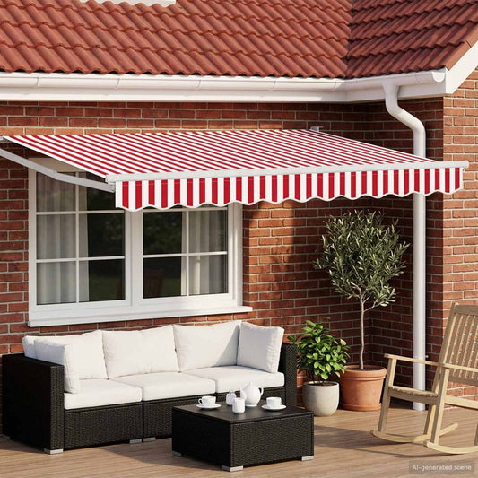 Electric Retractable Awning Red and white 3 x 2.5 m