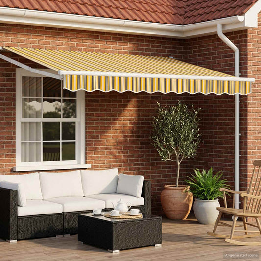 Electric Retractable Awning Yellow, Grey and White 3 x 2.5 m
