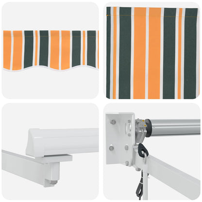 Electric Retractable Awning Green, Yellow and White 3 x 2.5 m