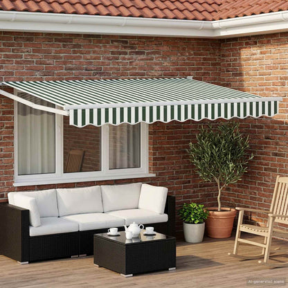 Electric Retractable Awning Green and White 3 x 2.5 m
