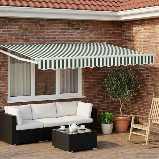 Electric Retractable Awning Green and White 3 x 2.5 m