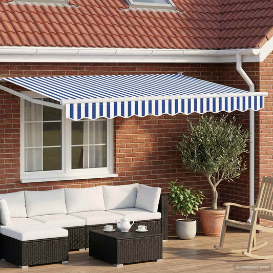 Electric Retractable Awning Blue and White 3.5 x 2.5 m