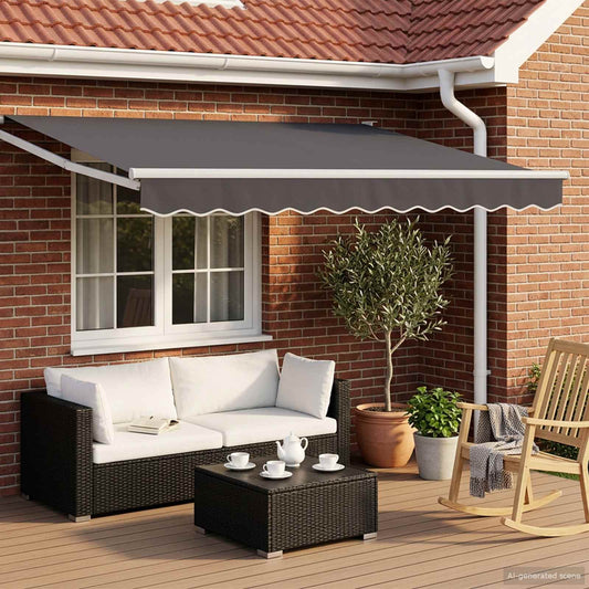 Electric Retractable Awning Anthracite and White 3.5 x 2.5 m