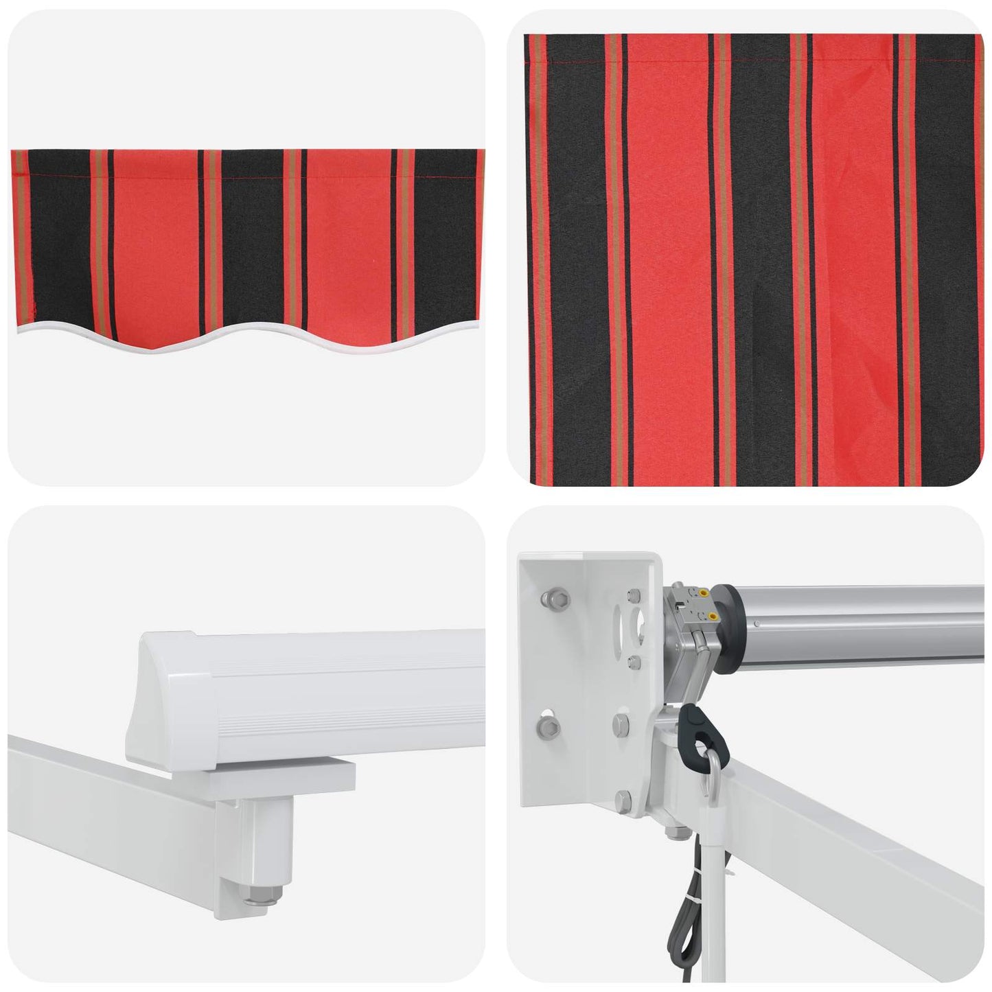 Electric Retractable Awning Orange, Brown and White 3.5 x 2.5 m