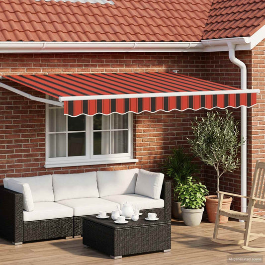 Electric Retractable Awning Orange, Brown and White 3.5 x 2.5 m