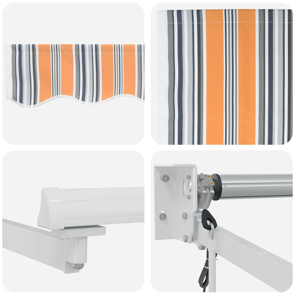 Electric Retractable Awning Grey, Orange and White 3.5 x 2.5 m