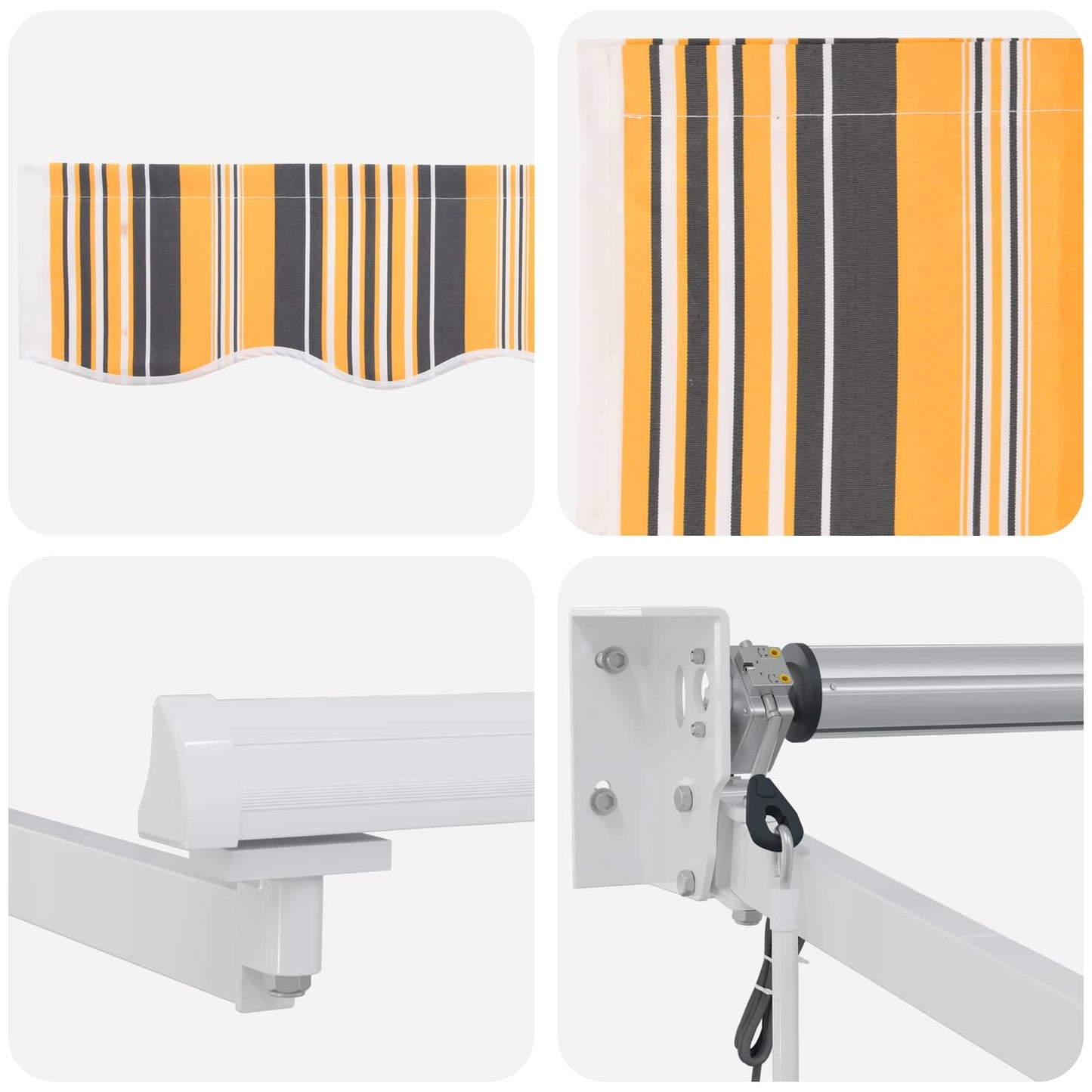 Electric Retractable Awning Yellow, Grey and White 3.5 x 2.5 m