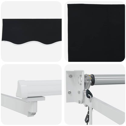 Electric Retractable Awning Black and White 3.5 x 2.5 m