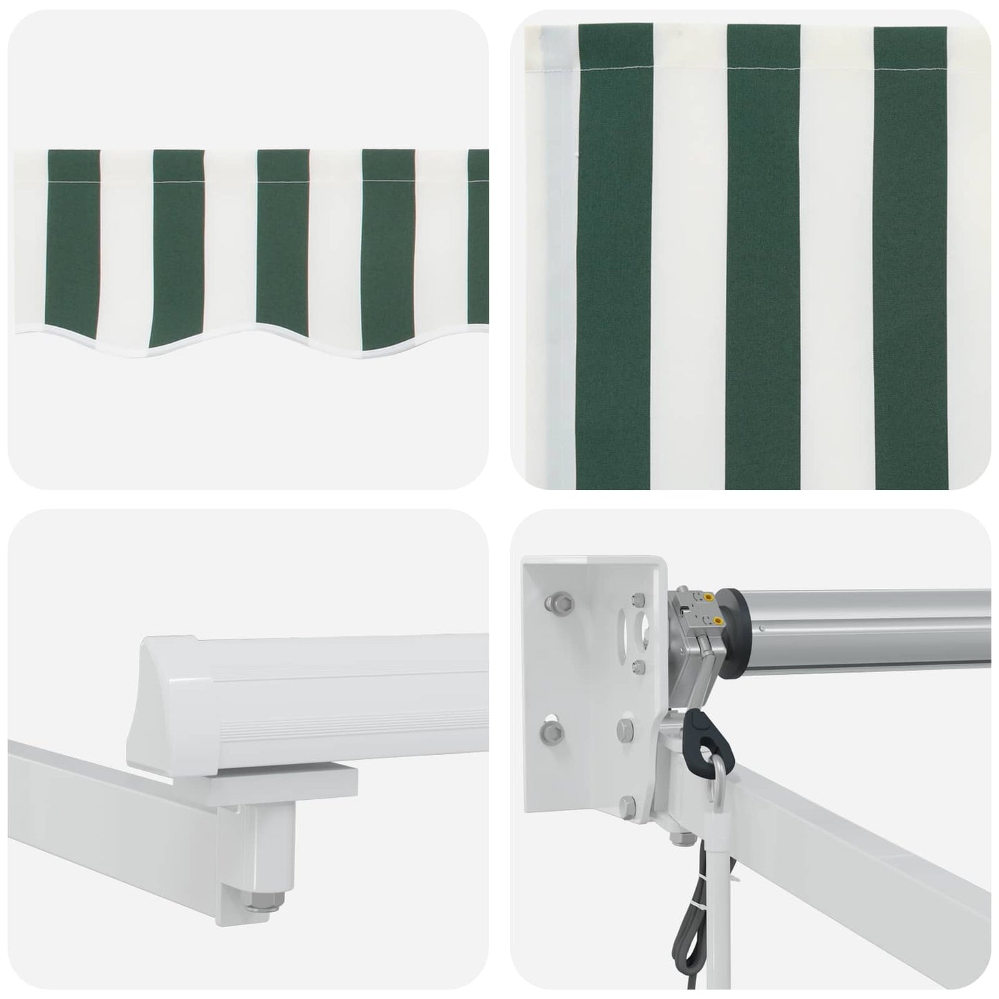 Electric Retractable Awning Green and White 3.5 x 2.5 m