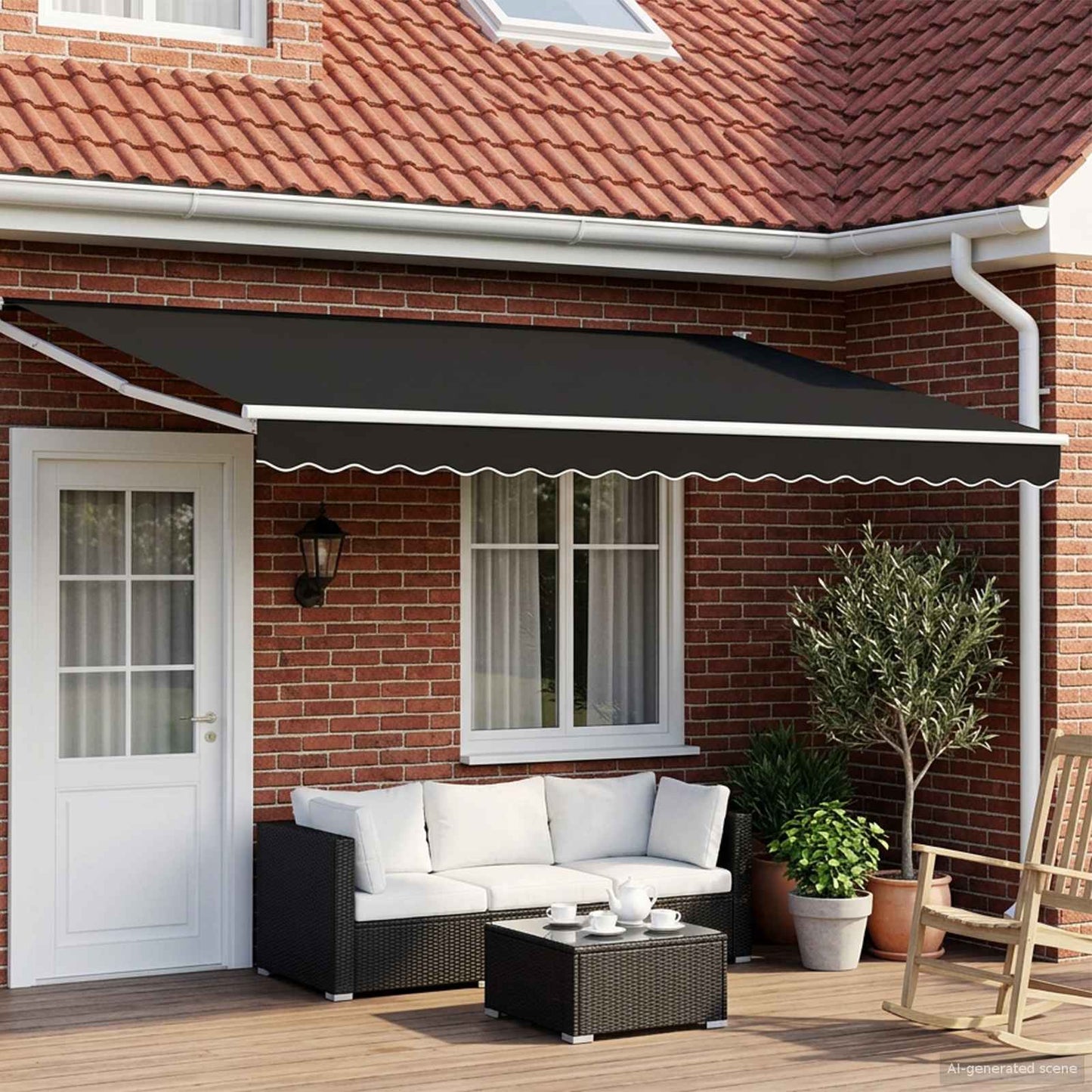 Electric Retractable Awning Black and White 4 x 3 m