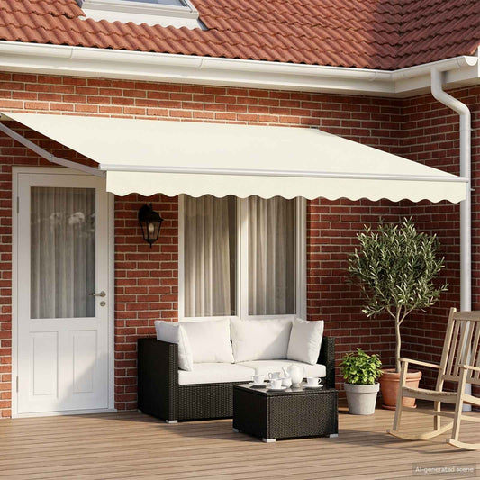 Electric Retractable Awning Cream and White 4.5 x 3 m