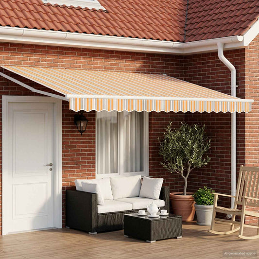 Electric Retractable Awning Grey, Orange and White 4.5 x 3 m