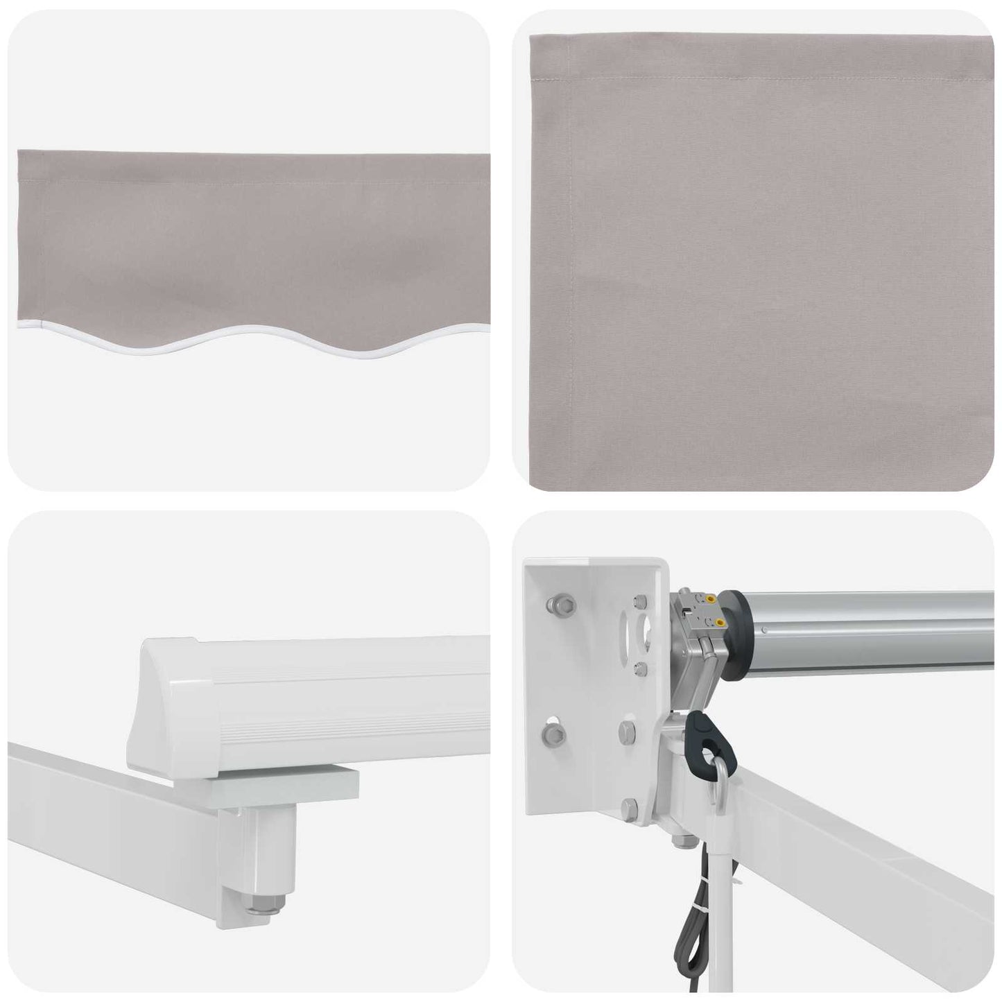 Electric Retractable Awning Light Grey and White 4.5 x 3 m
