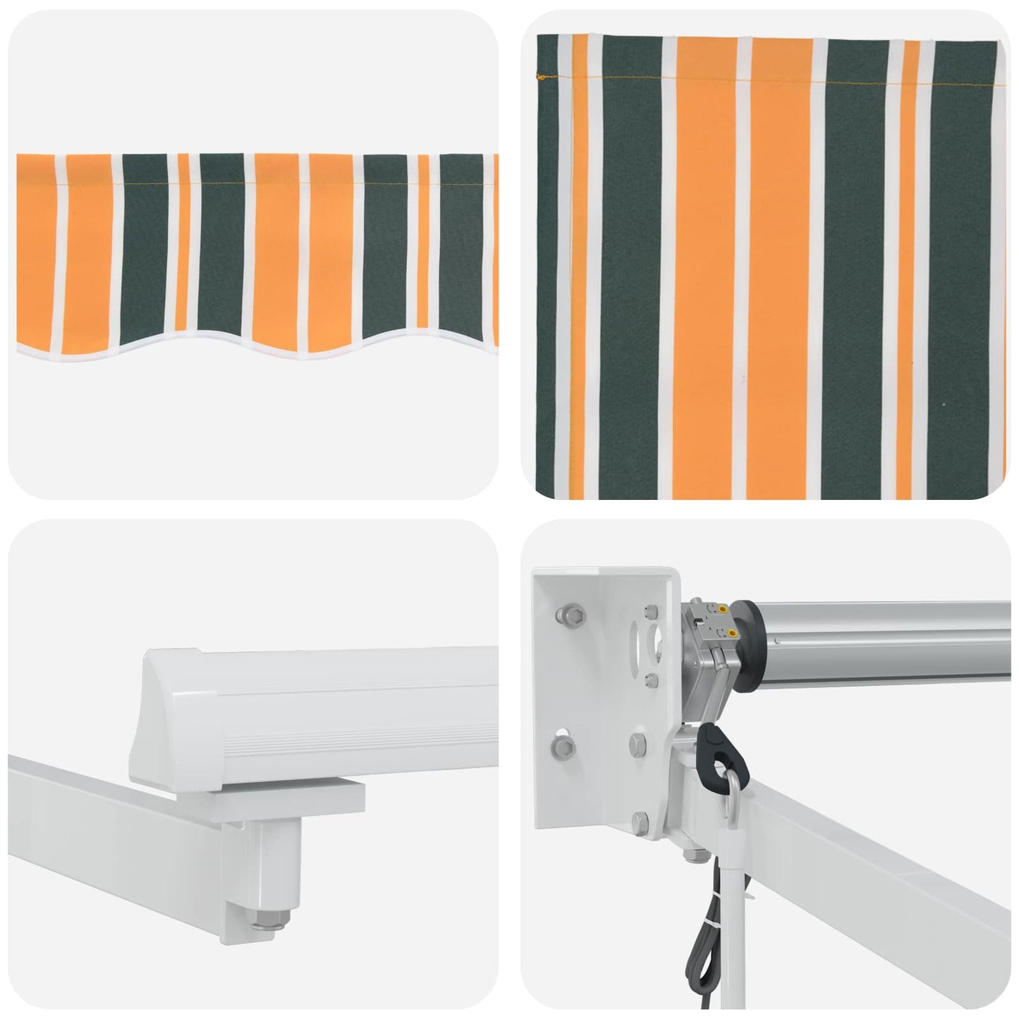 Electric Retractable Awning Green, Yellow and White 4.5 x 3 m