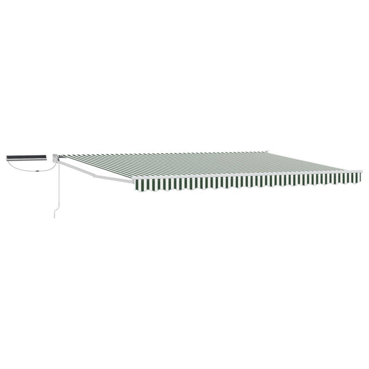 Electric Retractable Awning Green and White 4.5 x 3 m