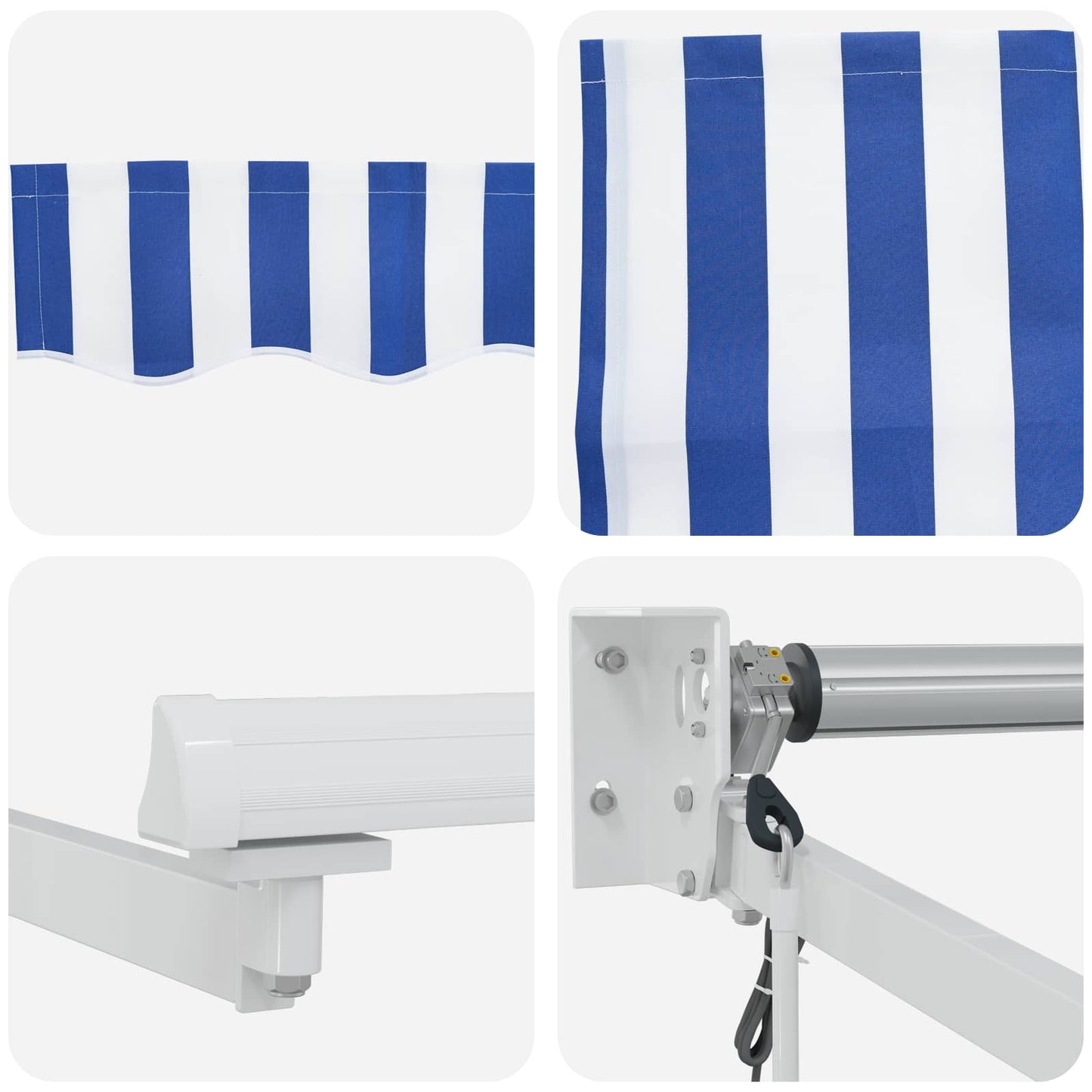 Electric Retractable Awning Blue and White 5 x 3 m