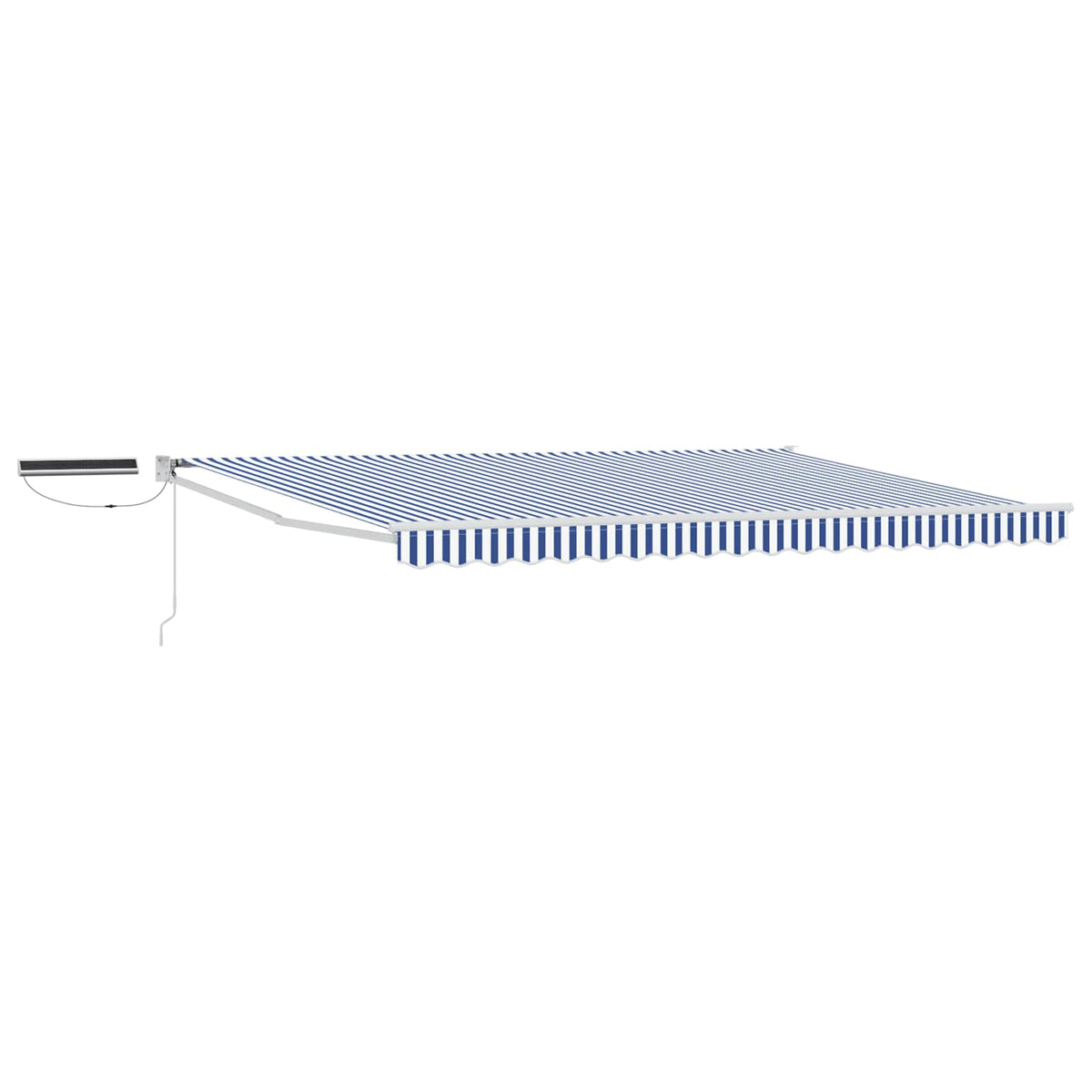 Solar Electric Awning 5 x 3 m Blue and White Stripe